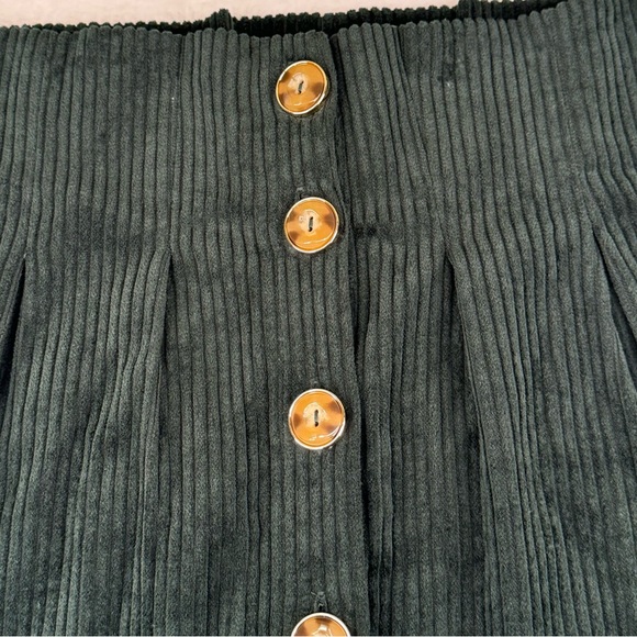 {ASOS} NWT! Dark Hunter Green Corduroy Tortoise Shell Button-Front Skirt - Picture 3 of 16